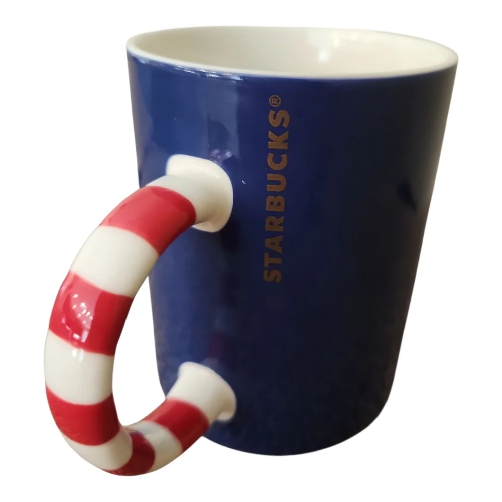 Starbucks Holiday Blue Christmas Tree with Red & White Candy Cane Handle 12 oz - Picture 2 of 4